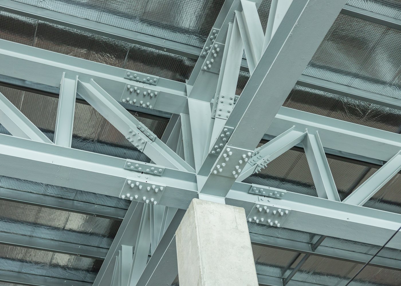 Bolted structural steel roof assembly